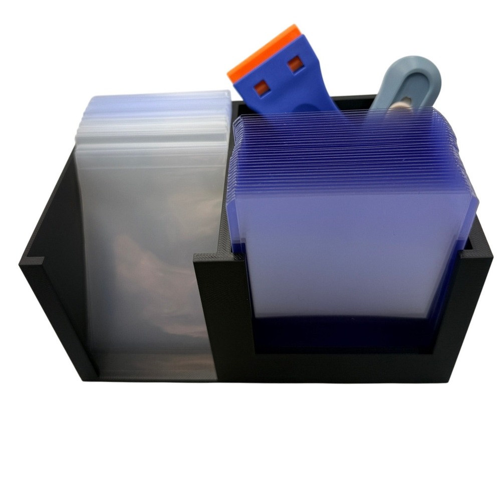 Trading Card Supply Caddy Top Loader & Penny Sleeve Organizer Black